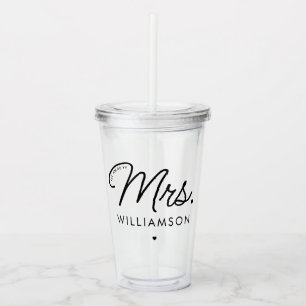 Custom Mrs. Est. Modern Elegant Script Newlywed Acrylic Tumbler