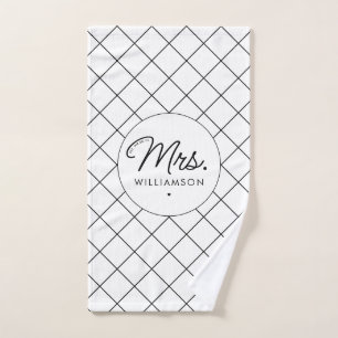 Custom Mrs. Est. Modern Elegant Script Newlywed Bath Towel Set