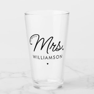 Custom Mrs. Est. Modern Elegant Script Newlywed Glass