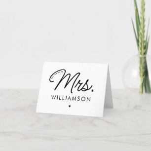 Custom Mrs. Est. Modern Elegant Script Newlywed Holiday Card