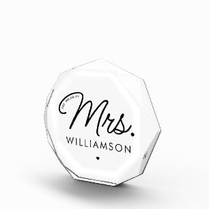 Custom Mrs. Est. Modern Elegant Script Newlywed Photo Block