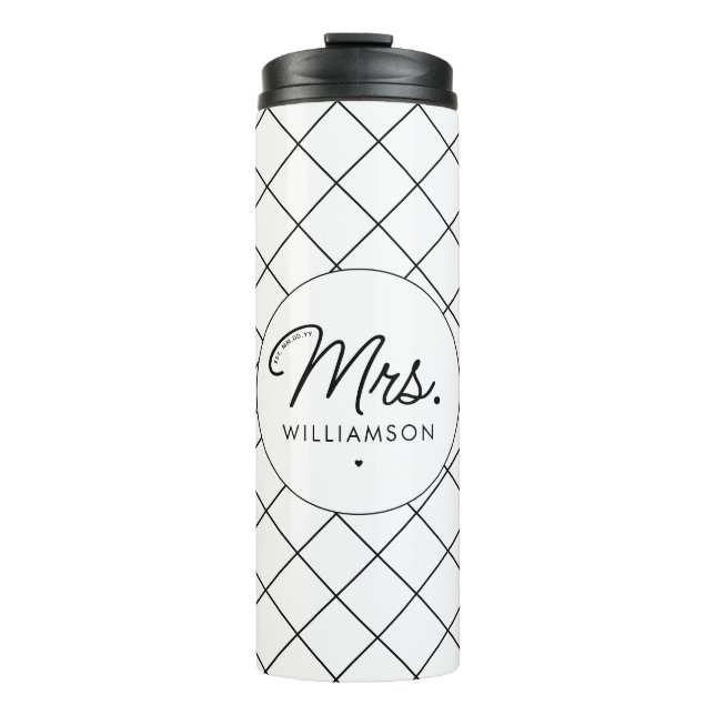Custom Mrs. Est. Modern Elegant Script Newlywed Thermal Tumbler (Front)
