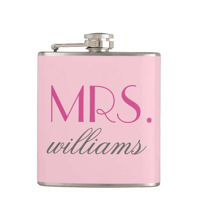 Custom Mrs. Wedding Flask | Bride-to-Be Gifts (Front)