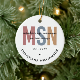 Custom MSN Master of Science in Nursing Graduation Ceramic Tree Decoration