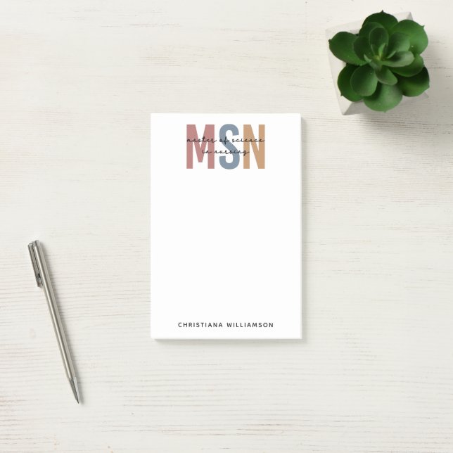 Custom MSN Master of Science in Nursing Graduation Post-it Notes (Office)