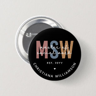 Custom MSW Master of Social Work Retro Graduation 6 Cm Round Badge