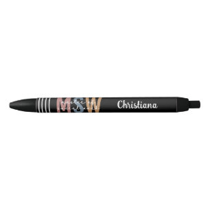 Custom MSW Master of Social Work Retro Graduation Black Ink Pen