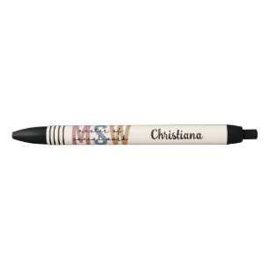Custom MSW Master of Social Work Retro Graduation Black Ink Pen