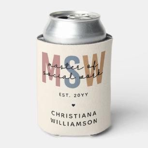 Custom MSW Master of Social Work Retro Graduation Can Cooler