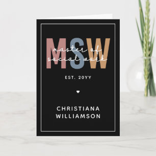 Custom MSW Master of Social Work Retro Graduation Card