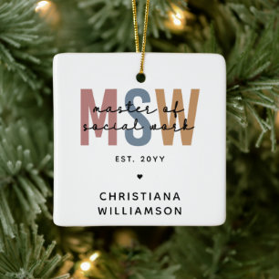 Custom MSW Master of Social Work Retro Graduation Ceramic Ornament