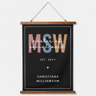Custom MSW Master of Social Work Retro Graduation Hanging Tapestry