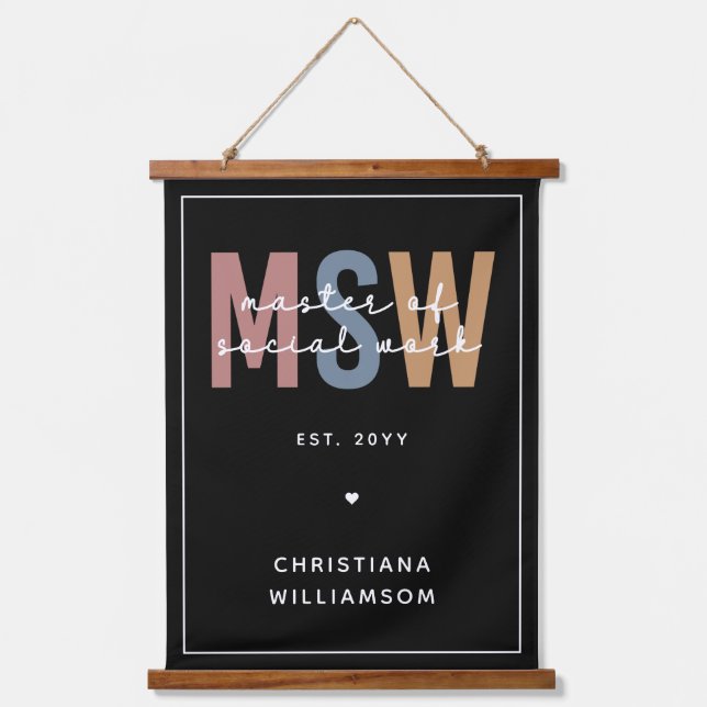 Custom MSW Master of Social Work Retro Graduation Hanging Tapestry (Front)