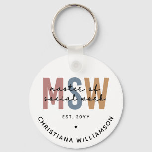 Custom MSW Master of Social Work Retro Graduation Key Ring