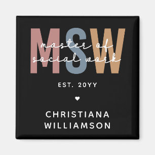 Custom MSW Master of Social Work Retro Graduation Magnet
