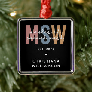 Custom MSW Master of Social Work Retro Graduation Metal Tree Decoration