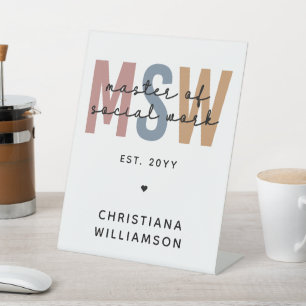 Custom MSW Master of Social Work Retro Graduation Pedestal Sign