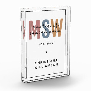 Custom MSW Master of Social Work Retro Graduation Photo Block