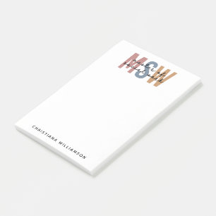 Custom MSW Master of Social Work Retro Graduation Post-it Notes