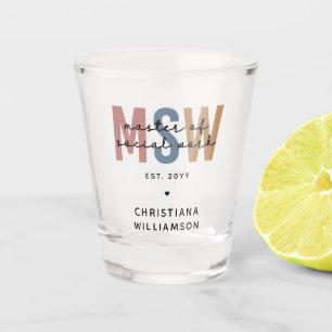 Custom MSW Master of Social Work Retro Graduation Shot Glass