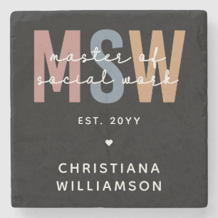 Custom MSW Master of Social Work Retro Graduation Stone Coaster