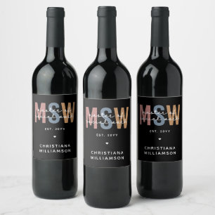 Custom MSW Master of Social Work Retro Graduation Wine Label