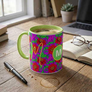 Custom Mug Elegant Roses Monogrammed Initial Mug