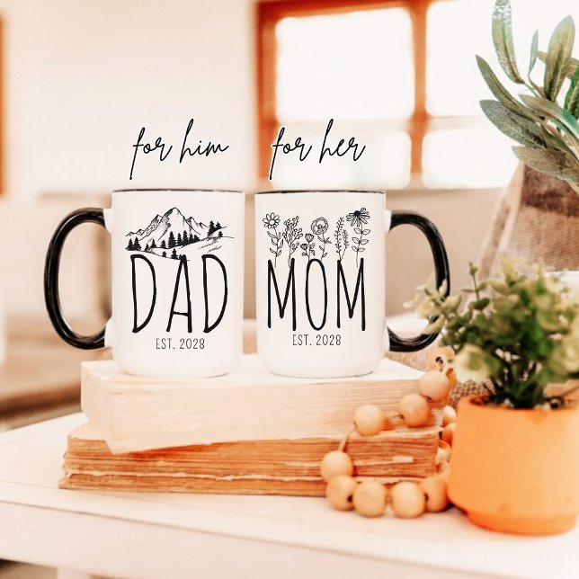 Custom Mug for Mum & Dad, New Parents Gift Set (new mom mug, gifts for new moms, mug set for mom & dad, pregnancy announcement mug, baby shower mug,)