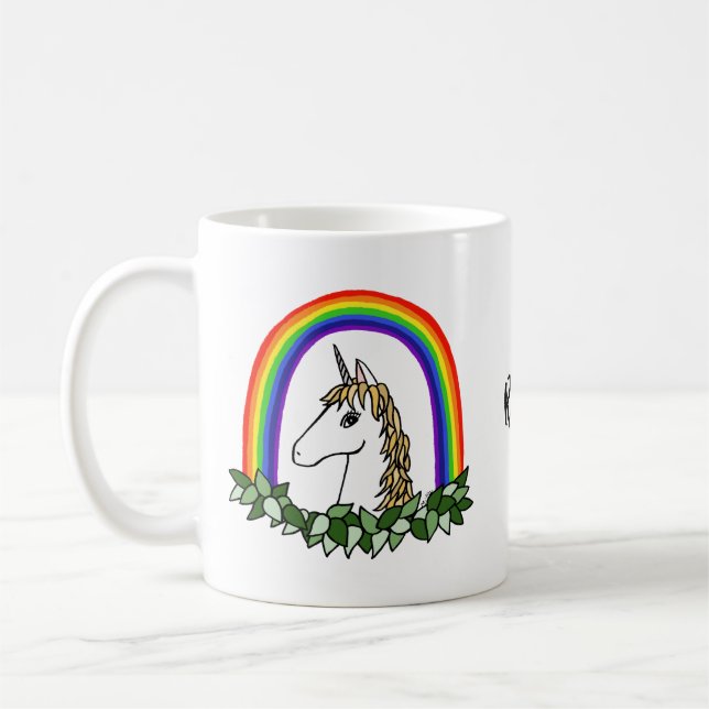 Custom Mug Rainbow Unicorn Personalised Unicorn (Left)