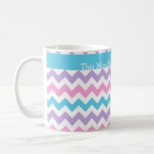 Custom Mug, Turquoise, Pink, Mauve Chevrons Coffee Mug (Left)