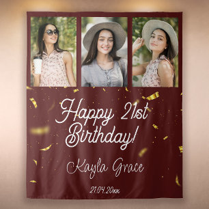 Custom Multi Photo Birthday Party Wall Backdrop Tapestry
