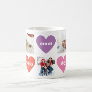 Custom Multi Photo Colour Happy Mum Day Coffee Mug