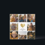 Custom Multi Photo Family Keepsake Gold Heart<br><div class="desc">Modern,  simple elegant photo collage in a grid layout with a gold heart and custom message from your family.</div>