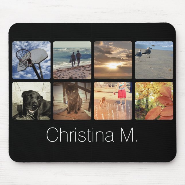 Custom Multi Photo Mosaic Picture Collage Mouse Mat (Front)