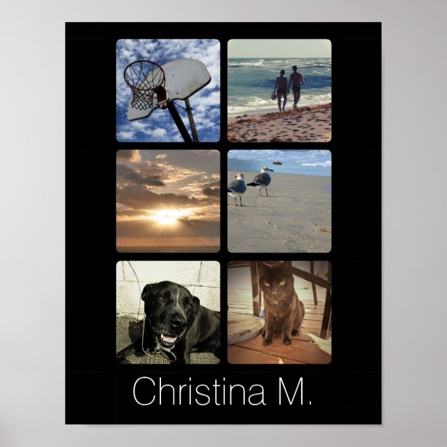 Custom Multi Photo Mosaic Picture Collage Poster (Front)