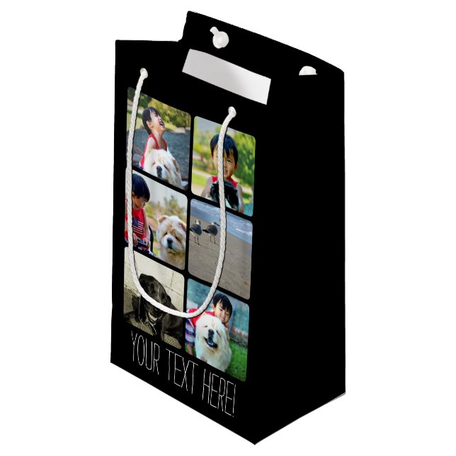 Custom Multi Photo Mosaic Picture Collage Small Gift Bag (Front Angled)