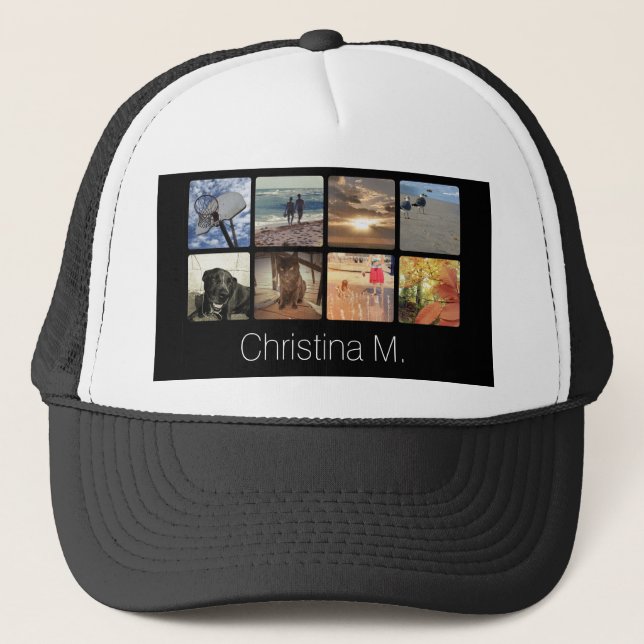 Custom Multi Photo Mosaic Picture Collage Trucker Hat (Front)