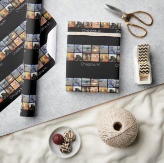Custom Multi Photo Mosaic Picture Collage Wrapping Paper