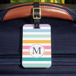 Custom Multicolor Pastel Striped Colourful Pattern Luggage Tag