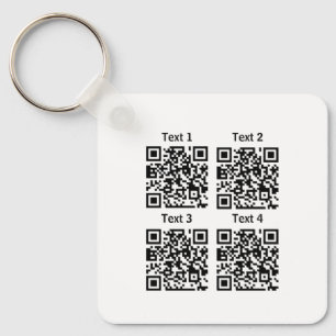 Custom multiple 4 Qr code minimalist keychain