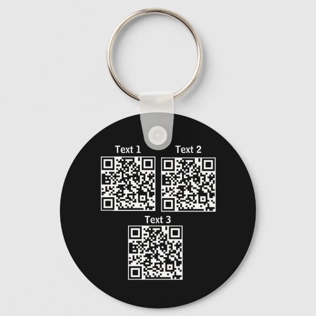 Custom multiple  Qr code black minimalist keychain (Front)