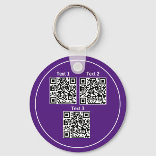 Custom multiple Qr code black minimalist keychain