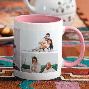 Custom Mum 5 Photos Collage With Personalised Text Mug