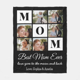 Custom Mum 6 Photo Collage Fleece Blanket