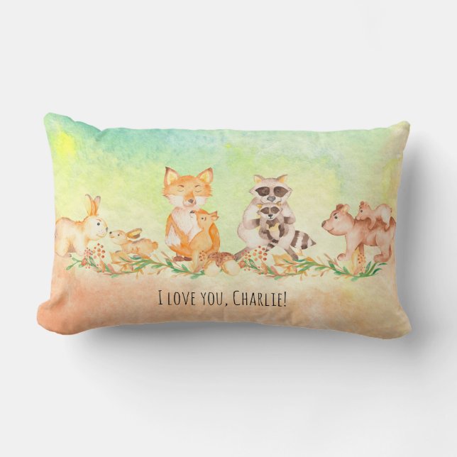 Custom Mum and Baby Animals Nursery Throw Pillow (Front)