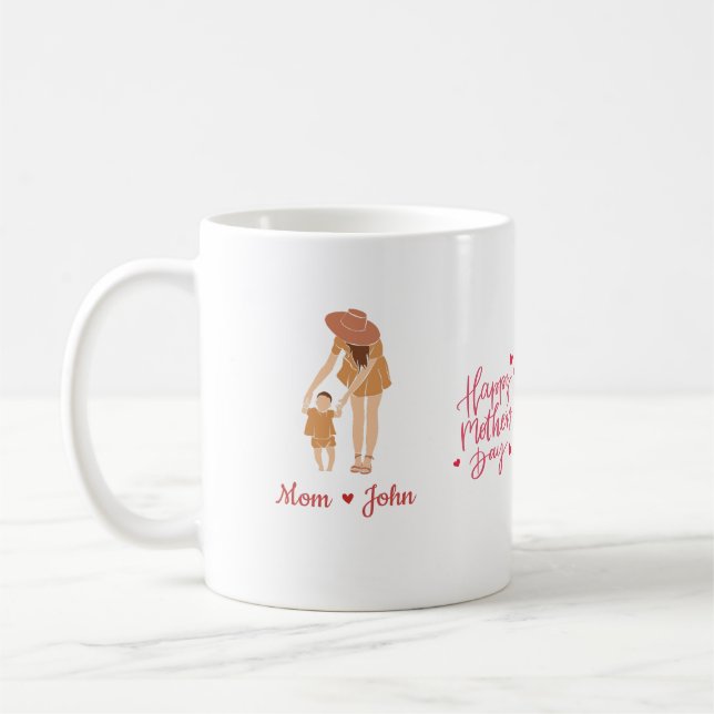 "Custom Mum and Son Mug with Personalised Names  (Left)