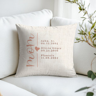 Custom Mum Birth Date Family Names Loved Ones Cushion