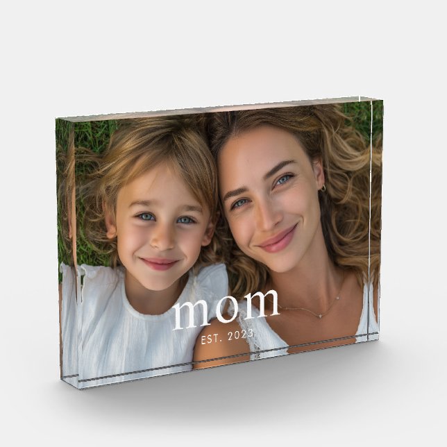 Custom Mum Established Modern Minimal Photo Block (Left)