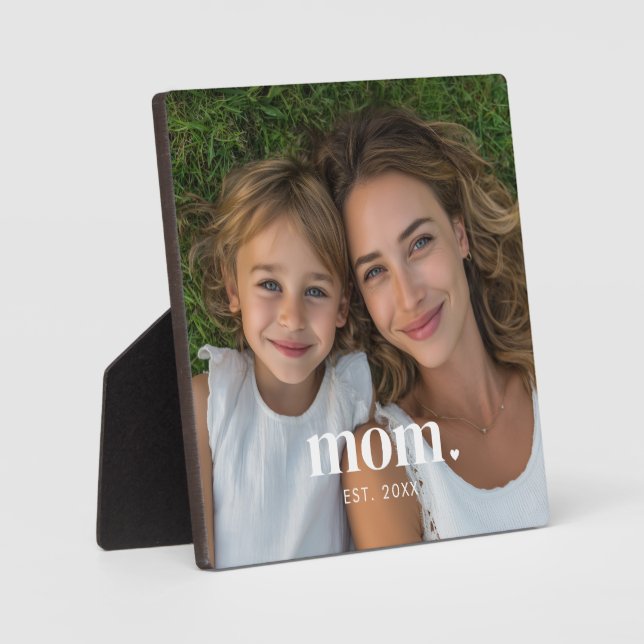 Custom Mum Established Modern Minimal Photo Plaque (Front)