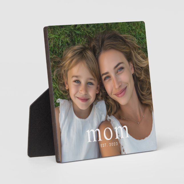Custom Mum Established Modern Minimal Photo Plaque (Front)